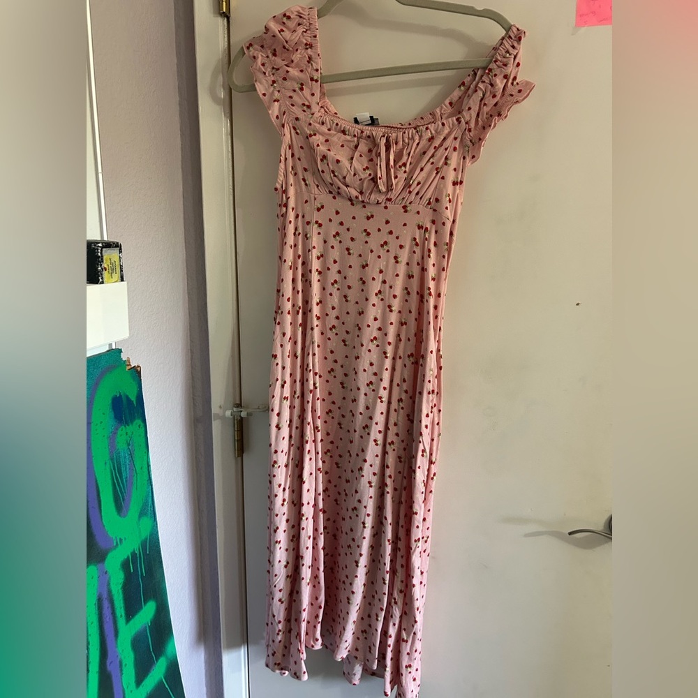 Cute calf-length strawberry dress